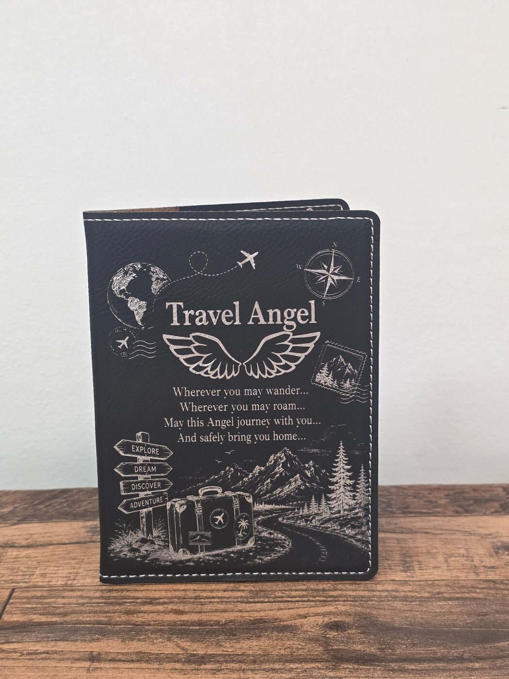 Travel Angel engraved passport cover