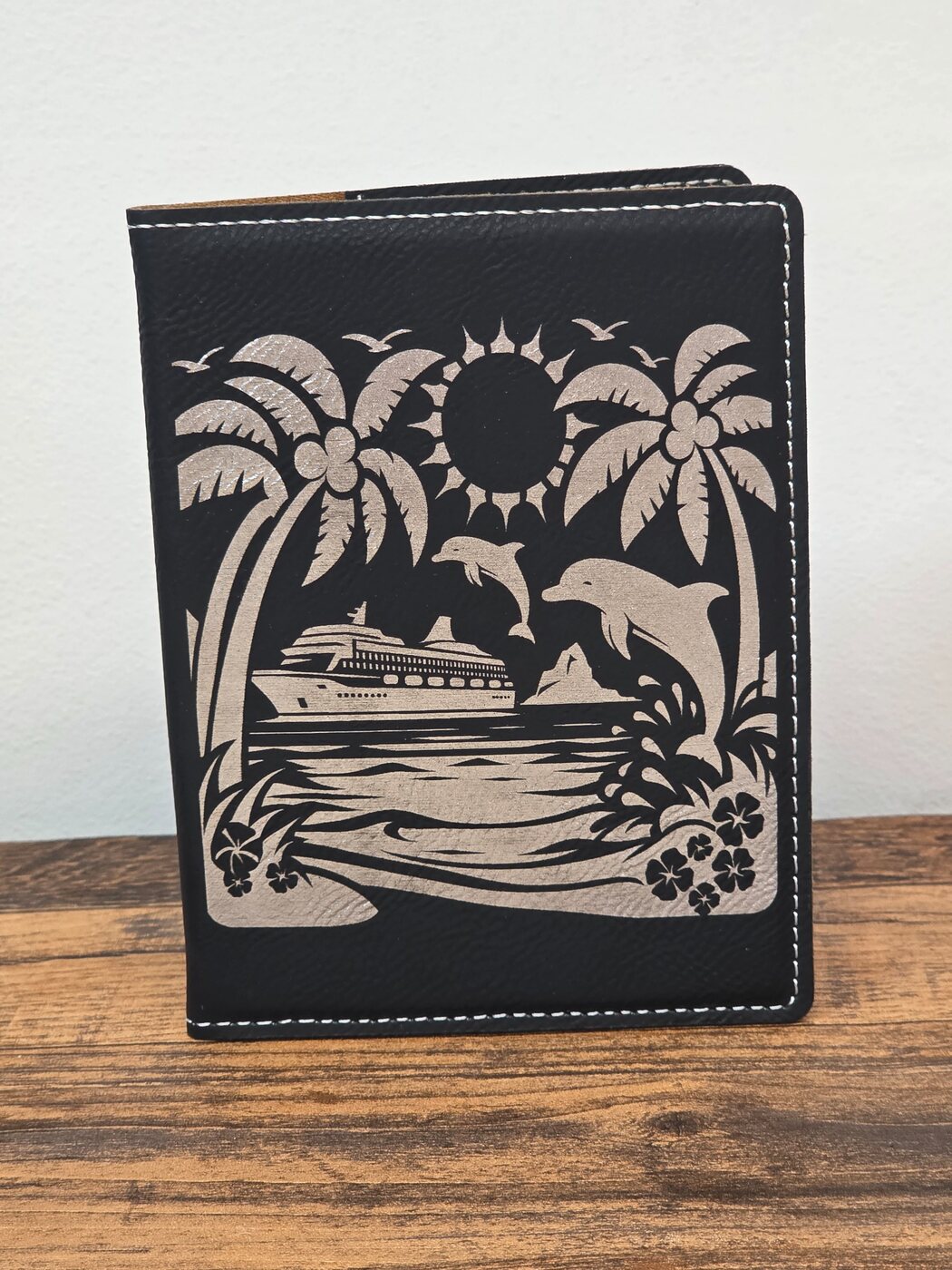 Cruise and dolphins engraved passport cover