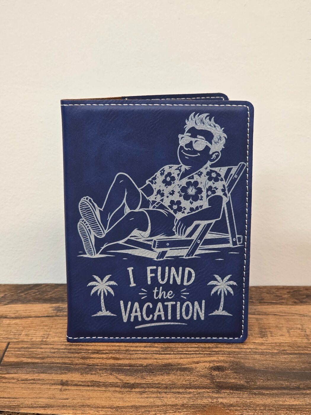 Blue engraved vacation passport cover