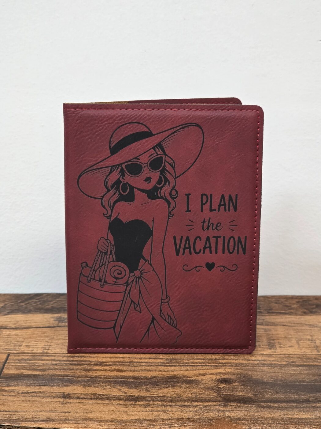 Red engraved vacation passport cover